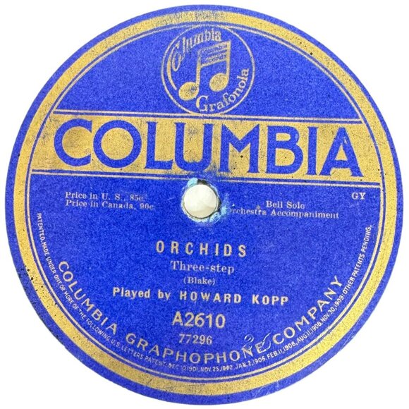 Howard Kopp - Orchids / Messenger Boy March 78 RPM Columbia A2610 1920s Shellac - Picture 2 of 4